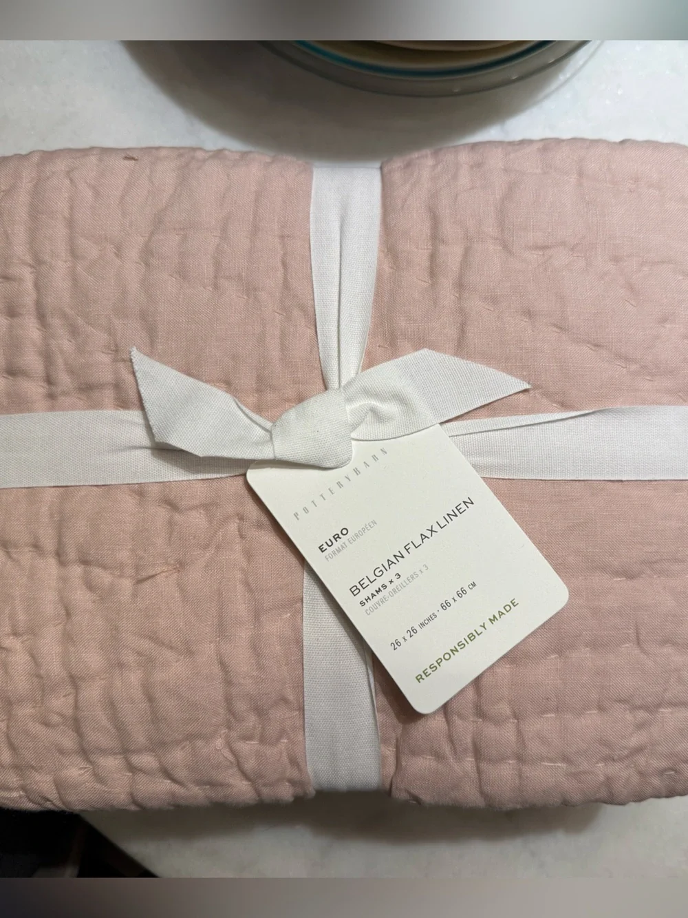 Belgian Flax Linen Euro Pillowcase - Blush Pink Set of 3